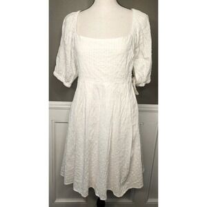 Altar'd State Little White Graduation Mini Dress Boho Puff Sleeve Large NWT